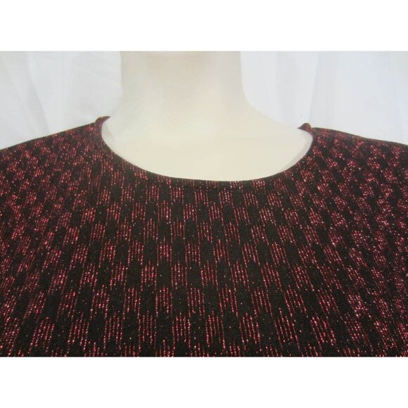 ALFANI PETITE Rose Shimmer red black sparkle top Women PL NWT $60 - Picture 2 of 7
